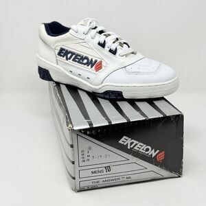 Ektelon The Answer  Mens 10 White Blue Racquetball Shoes Deadstock Vintage FLAWS
